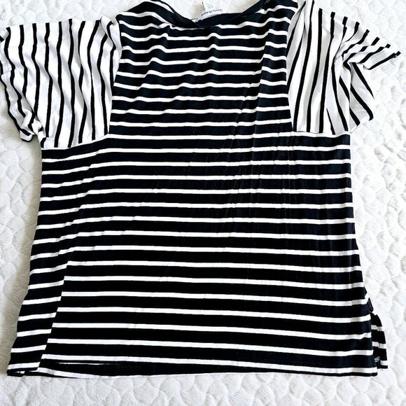 Tommy Bahama multi striped tee wide sleeves oversized small black white - Picture 2 of 8